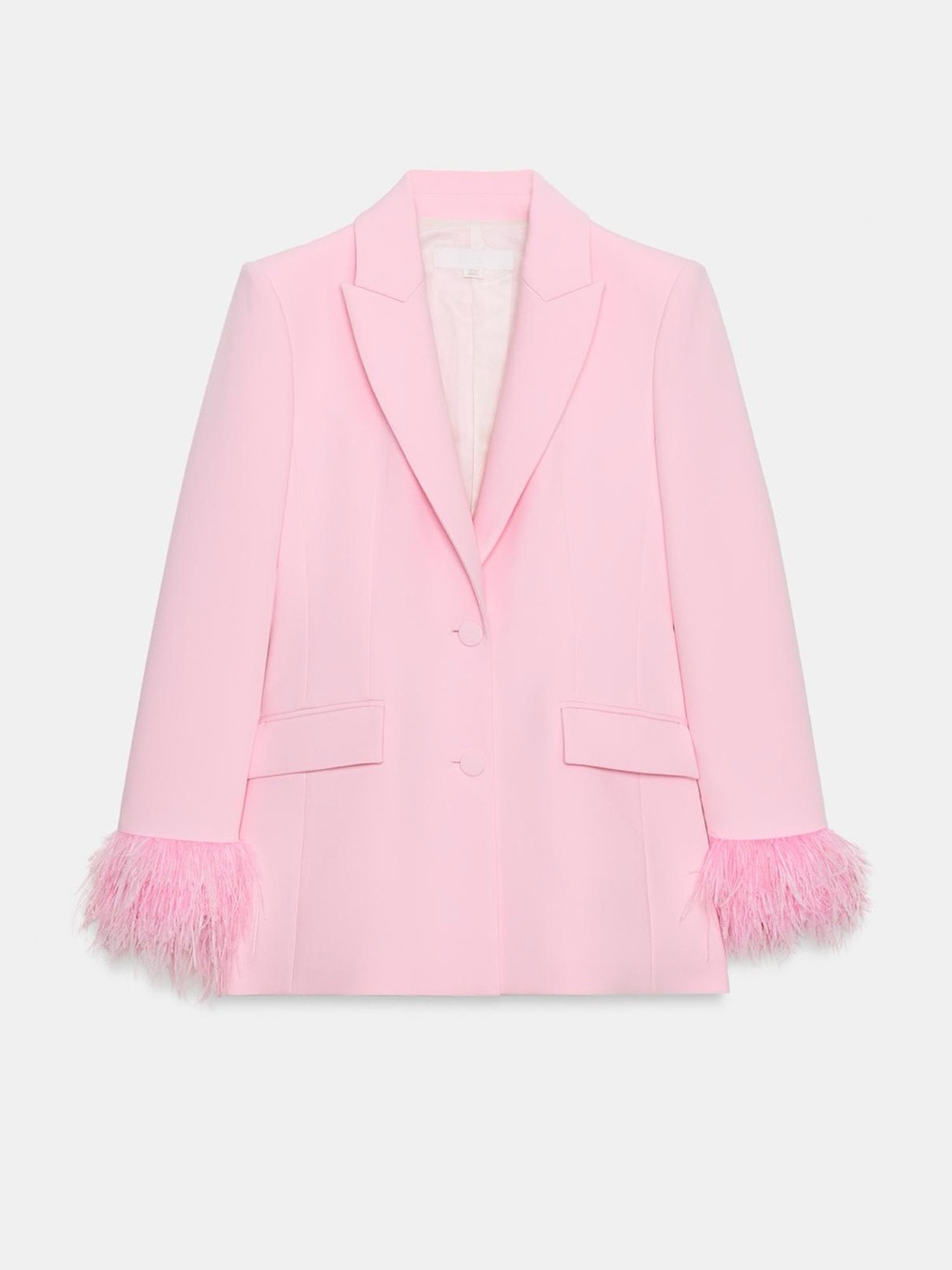 Zara pink blazer with feather cuffs feather blazer size XS